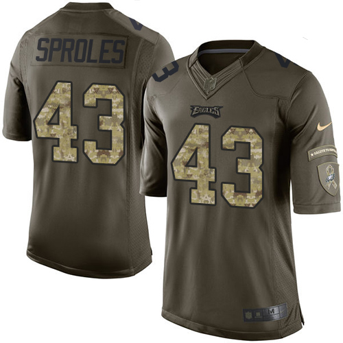 Men's Limited Darren Sproles Nike Jersey Green - #43 Salute to Service NFL Philadelphia Eagles